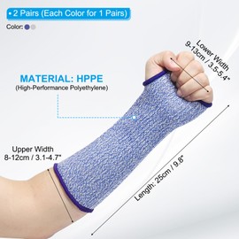PATIKIL 18 Inch Cut Resistant Sleeve, 2 Pairs Arm Safety Protectors Sleeves with Thumb Hole Level 5 Protection Forearm Guard Sleeves for Thin Skin and Bruising, XL, Blue/Gray