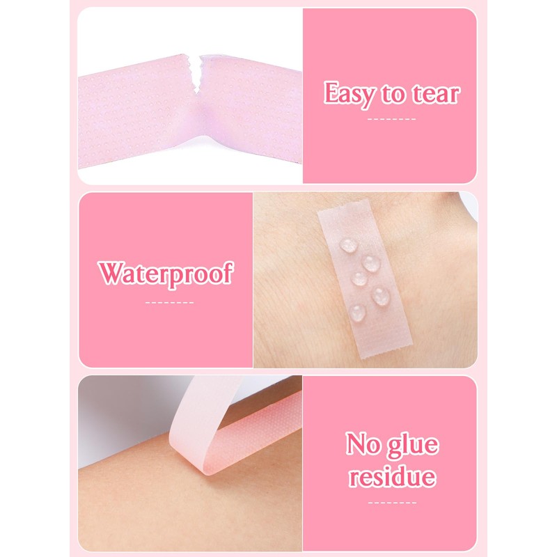 TEOYALL PE Lash Tapes, 5 Rolls Adhesive Micropore Breathable Pink