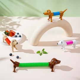 Dog pop Tubes fidgets, Stocking Stuffers for Kids, Sensory Toys for Kids 5-7, fidgets for Toddler, Toddler Stocking Stuffers, Easter Egg fillers,（4 Pack Dog）