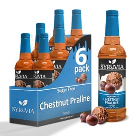Sugar-Free Chestnut Praline Syrup by Syruvia 6-Pack, 25.4 fl oz, Wholesale Coffee Syrup Shops, Cafes, Baristas, Bistros, & Beverage Bars, Bulk Kosher & Gluten-Free