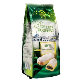 Schlunder Stollen Bites with 40% Filling 12 Oz. (350 g) with Vintage Style Wire Bag Clip 2-Piece Set (Poppy Seeds Marzipan)