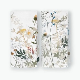 QODUNG Watercolor Wildflowers Floral Soft Kitchen Towels Dishcloths 16x24 Inch Set of 2,Spring Summer Flower Drying Cloth Hand Towels Tea Towels for Kitchen