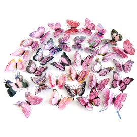 DAGOU Mixed of 12PCS 3D Pink Butterfly Wall Stickers Decor Art Decorations