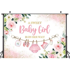 Wollmix Boy Baby Shower Decorations Backdrops Banner Pink Its a Girl Laundry Baby Clothes a Sweet Baby Girl is on His Way Photography Background Photo Booth Studio Party Supplies Props 7x5ft