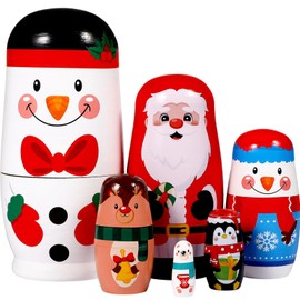 Ciieeo 6pcs Russian Nesting Dolls Matryoshka Stacking Nested Set Wooden Matryoshka Dolls for Kids Christmas Handmade Nesting Dolls Russian Dolls for Birthday