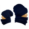 Alkato Unisex Beanie Hat and Scarf Set Plain, darkblue