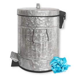 Autumn Alley Rustic Farmhouse Bathroom Trash Can - Pet Proof Galvanized Trash Can with Soft-Close Lid and Pedal for Rustic Bathroom Accessories, Kitchen Waste Basket, Country Home Décor, 5L, 1.3 Gal.