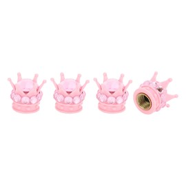 A ABSOPRO Tire Valve Stem Caps 12.8x15.8MM Car Wheel Valve Cap ABS Pink Faux Crystal Crown Style for Car Bike Motorcycle Truck Anti Crash Tyre Valve Stem Cover Valve Dust Cap 4 Pcs