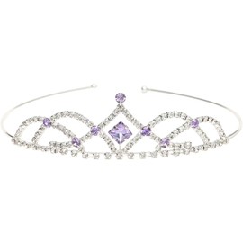 Princess Silver Girls Crystal Crown Rhinestone Prom Crowns Birthday Costume Rhinestone headband (White, One size)