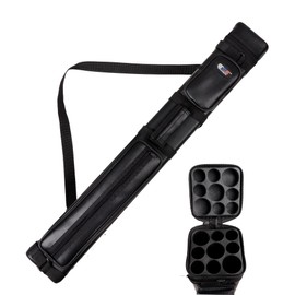 GSE Games & Sports Expert 3x6 Hard Pool Cue Case, Billiard Stick Carrying Bag for 3 Sticks, Holds 3 Butts and 6 Shafts, Pool Cue Cases, Billiards Accessories - Black