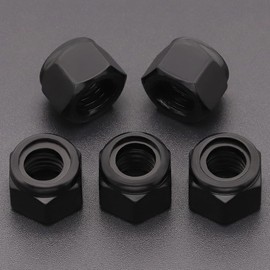 RoyceMart 5/16-18 (12 Pack) Stainless Steel Hex Locknuts, Nylon Insert Hexagon Lock Nuts US Standard, Stainless Steel 304 (18-8), UNC Coarse Thread, Black Coated