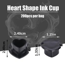 YILONG Heart Tattoo Ink Caps With Base 200PCS Disposable Pigment Holder Clear Plastic Pigment Cups Tattoo Accessory Tattoo Supplies Tattoo Kits,Black