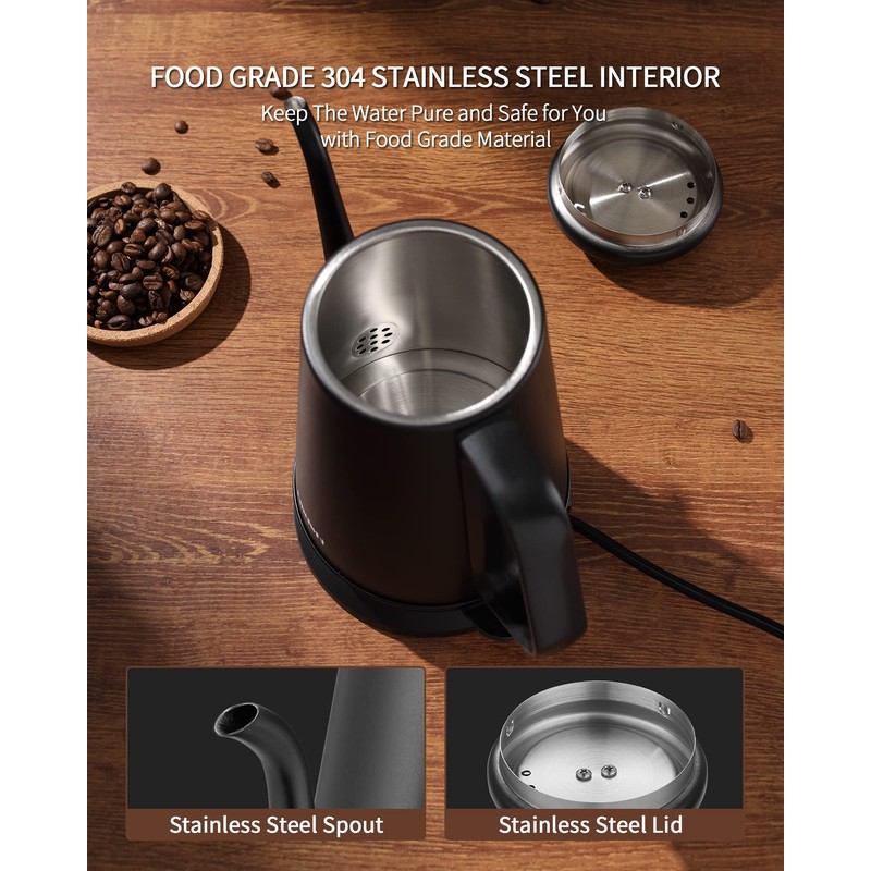 DmofwHi Gooseneck Electric Kettle(1.0L),1000W Electric Tea Kettle of 304 Stainless