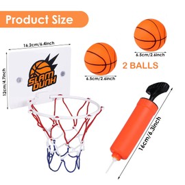 Mini Basketball Hoop for Bedroom with 2 Basketball, Indoor Basketball Hoop Wall Mounted Set for Kids Includes Indoor Basketball Hoop Sucker Small Basketball and Pump, Office Indoor Sport Games