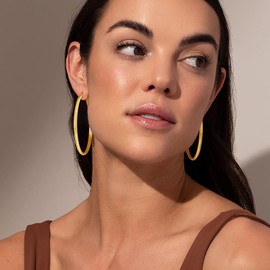 Weddinen Gold Hoop Earrings - Large, Thick, Hypoallergenic, Non-Tarnish - Women's 60mm