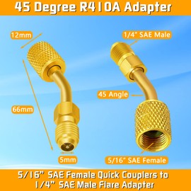 R410A Mini Split Adapters, R410a Refrigerant Hose Adapter, Brass Converter Mini Split Line Adapter Connectors kit with 5/16’’ SAE Female to 1/4’’ SAE Male, 1/2’’ to 1/4’’ Refrigerant Tank Adapters (6)