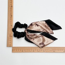 3 Pcs Spring Women's Silk Satin Hair Scarf with Ribbon, Long Bow Scrunchies for Hair, Autumn Flower Hair Scrunchies with Bow, Chiffon Summer Floral Scrunchie (flower petal)