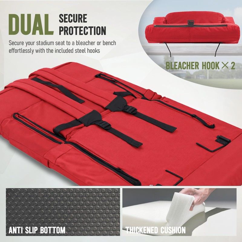 Overmont Stadium Seat with Back Support - 2.8'' Padded Cushion