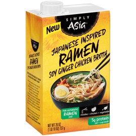 Simply Asia Japanese Inspired Ramen Soy Ginger Chicken Broth, 26 fl oz, Pack of 6