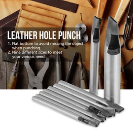 9 Pcs Leather Craft Hole Punch Set Oval Hole Punch 2mm Leather Hollow Cutter Oblong Hole Punch for Strap Belt Watch Strap Leather Craft