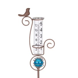 HOBYLUBY 27'' Rain Gauge Outdoor, Rain Gauge with Luminous Beads for Garden, Yard, Patio, Pathway