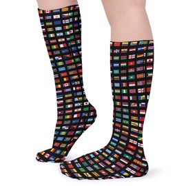 BIOOSTUB The Flags of The World Socks For Women Men Soft Breathable Novelty Crew Socks Athletic Socks Funny Crazy Dress Socks