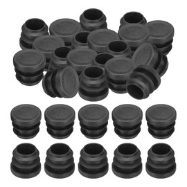 PATIKIL 5/8" Plastic Tubing End Caps, 40Pcs Round Hole Plug Insert for Round Iron Pipe Chair Leg Table Bookshelves Patio Furniture, Black