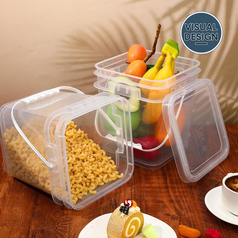 Domensi 6 Pcs Clear Square Bucket with Lid Food Ice
