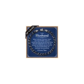 IEFLIFE Gifts for Husband - Gifts for Him Men from Wife, Anniversary Birthday Gift Bracelet for Husband from Wife, 7mm Width Stainless Steel Mens Black Bracelet Gift for Him Men Jewelry