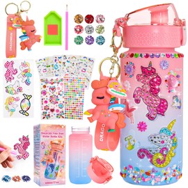 Hapikids Unicorn Gifts for Girls 5 6 7 8 9 10 Years, Water Bottle Children's Water Bottle Craft Set Christmas Gifts for Children 3-12 Years Unicorn Toy from 5-12 Years Diamond Painting Children