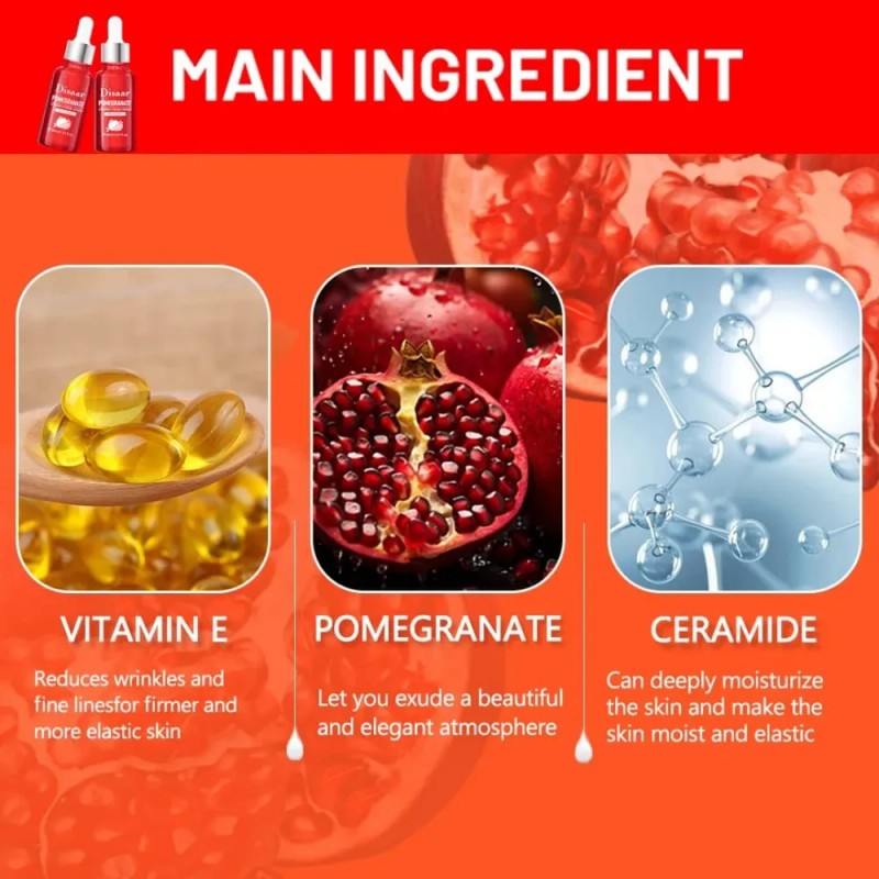 Suero Hidratante Facial Granada Vitamina E Reafirma Y Aclara Todo