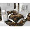 Jungle Moose Silhouette Comforter Set Green Camo Botanical Leaves Bedding