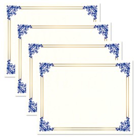 Empire Blue, Gold & White Parchment Certificate Papers - Pack of 100, Laser & Inkjet Printer Compatible, for Office, Business Awards, Graduation, School Diplomas, 8-1/2" x 11" on 60 lb. Text Stock