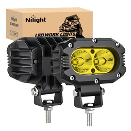 Nilight LED Pod Light 24W 4 Inch 2PCS Yellow Flood Beam Driving Lights Pods IP67 Waterproof Auxiliary Offroad Lighting for Truck Tractor SUV ATV UTV Golf Cart Boat Motorcycle Dirt Bike