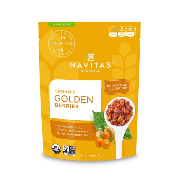 Navitas Organics Goldenberries, 8oz. Bag — Organic, Non-GMO, Sun-Dried, Sulfite-Free