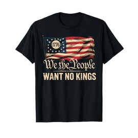 No Kings in America Since 1776 Distressed USA Flag Vintage T-Shirt