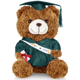 Hollowfly Graduation Bears 2024 Plush Stuffed Animal Bear with Gown Cap Tassel Set Graduate Cute Brown Bear Graduation Gifts Stuffed Bear Doll Plush Bear Toy for Party Supplies(Dark Green, 9 Inch)