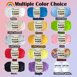 Yowamho Yarn for Crocheting & Knitting, 100g Cotton Yarn for Beginners with Easy-to-See Stitches,100m (109yds) Worsted Soft Cotton-Nylon Blend Yarn, Red.