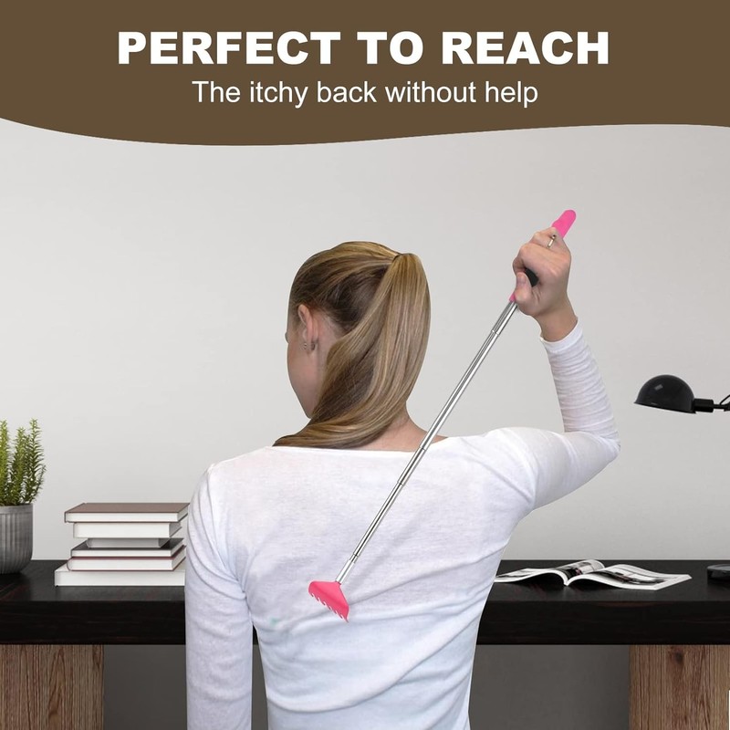 YIMICOO 3 Pack Extendable Back Scratcher, Stainless Steel Portable Telescoping