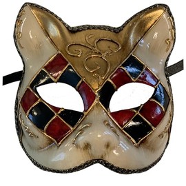 Lannakind Carnival Mask Face Mask Cat Mask (K2) - Plastic - Medium - Women - Unisex - Women - Costume Mask