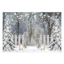 Funnytree 7x5FT Winter Photography Backdrop Glitter Snowy Forest Pine Tree Background Let It Snow Christmas Xmas Holiday Party Decor Banner Portrait Studio Booth Photobooth Props