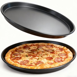 HERMARM 12 Inch Pizza Pan for Oven, 2 Pack Nonstick Round Aluminum Pizza Baking Tray, Restaurant Style Heavy Duty Deep Dish Pizza Pan with Rolled Edge & Warp Resistant (Thickened Crisper Pan)