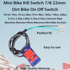 Amavoler 7/8 22mm Mini Bike Dirt Bike On Off Switch Light Switch Aftermarket Replacement Parts Fit for Coleman Mini Bike Dirt Four Wheeler Moped Go Kart.