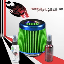 SpitFire Tuning 3" Reusable High Flow Performance Cold Air Intake Filter Kit Green For Smart