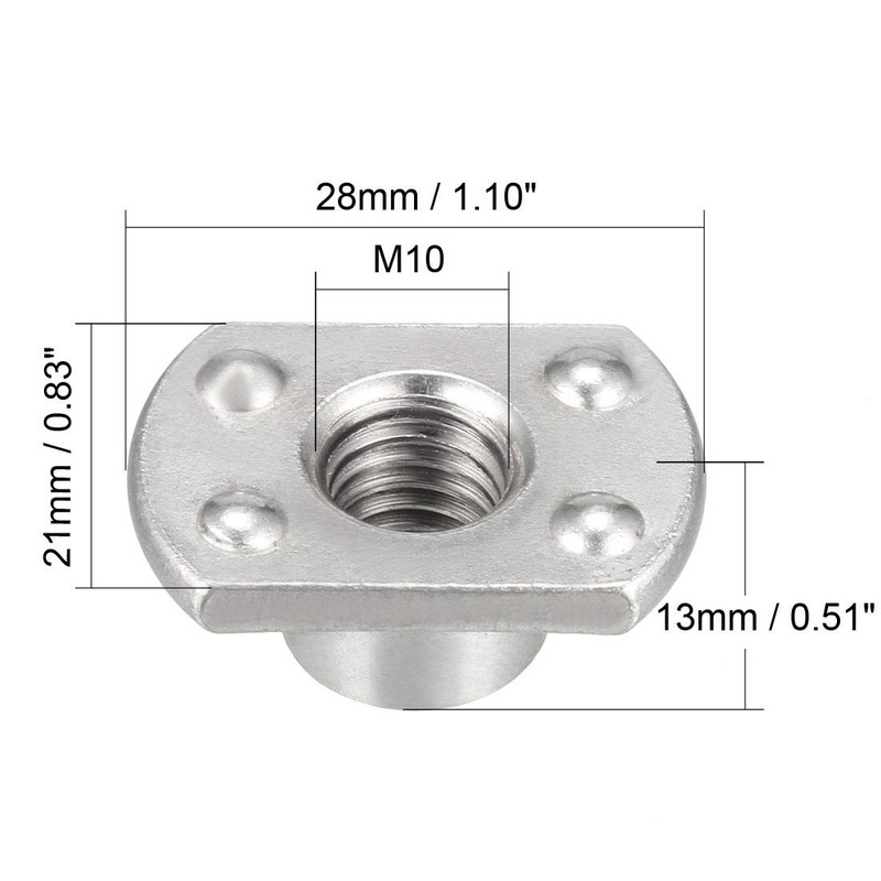 sourcing map 10pcs Weld Nuts M10 x 1.25 Tab Base