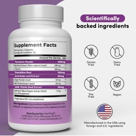 Vital Peak Liver Cleanse Detox & Repair Supplement with Milk Thistle, Turmeric, Beet Root, Ginger, Dandelion, Artichoke & Grape Seed Extract for Daily Liver Health - 60 Capsules