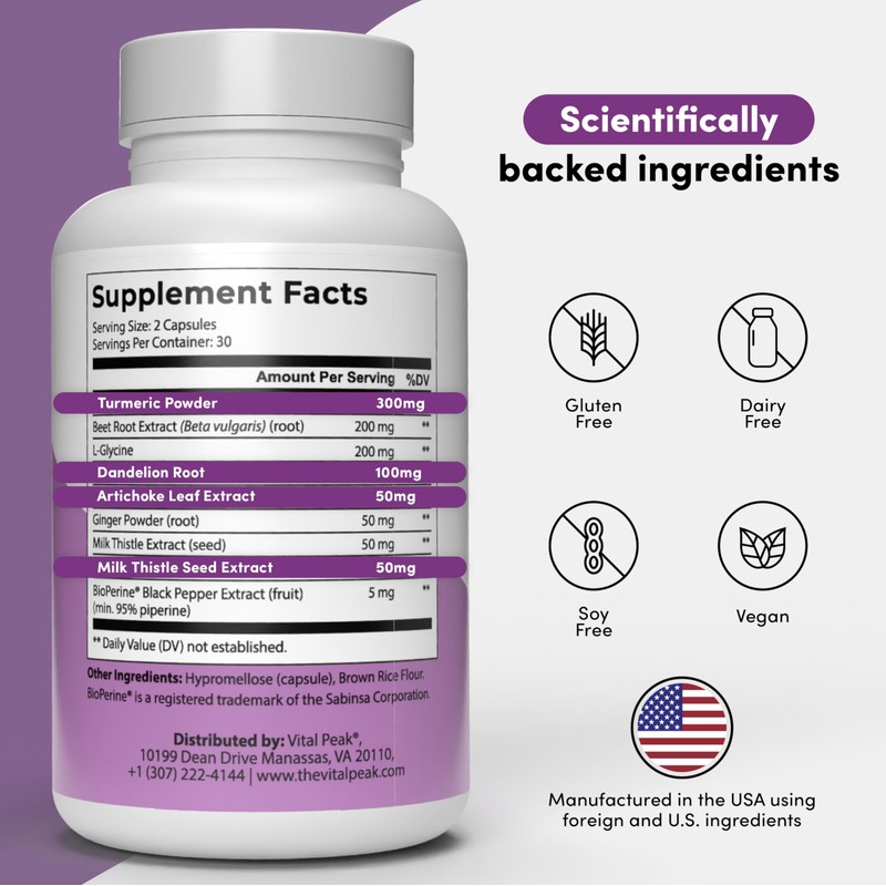 Vital Peak Liver Cleanse Detox & Repair Supplement with Milk