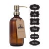 Amber Glass Bottle Soap and Lotion Dispenser with Brass Pump
