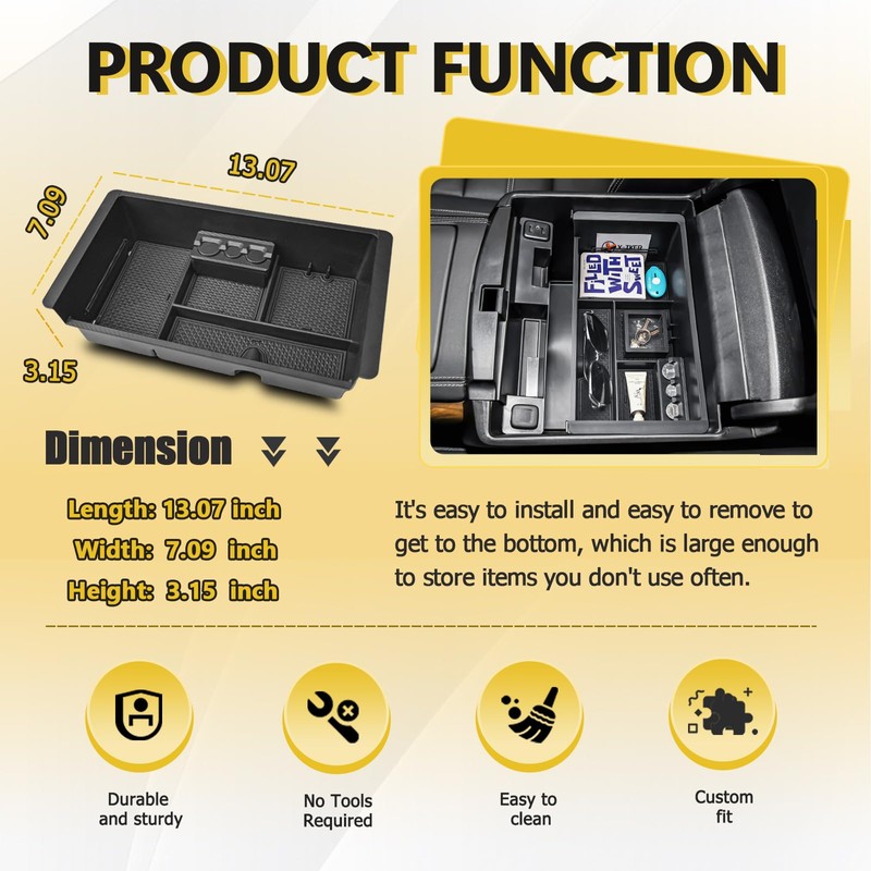 Center Console Organizer Tray Compatible with 2014-2018 Chevy Silverado/GMC Sierra
