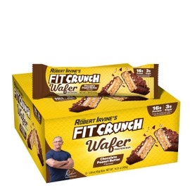 FITCRUNCH Wafer Protein Bars, 16g of Protein & 3g of Sugar (9 Bars, Chocolate Peanut Butter)